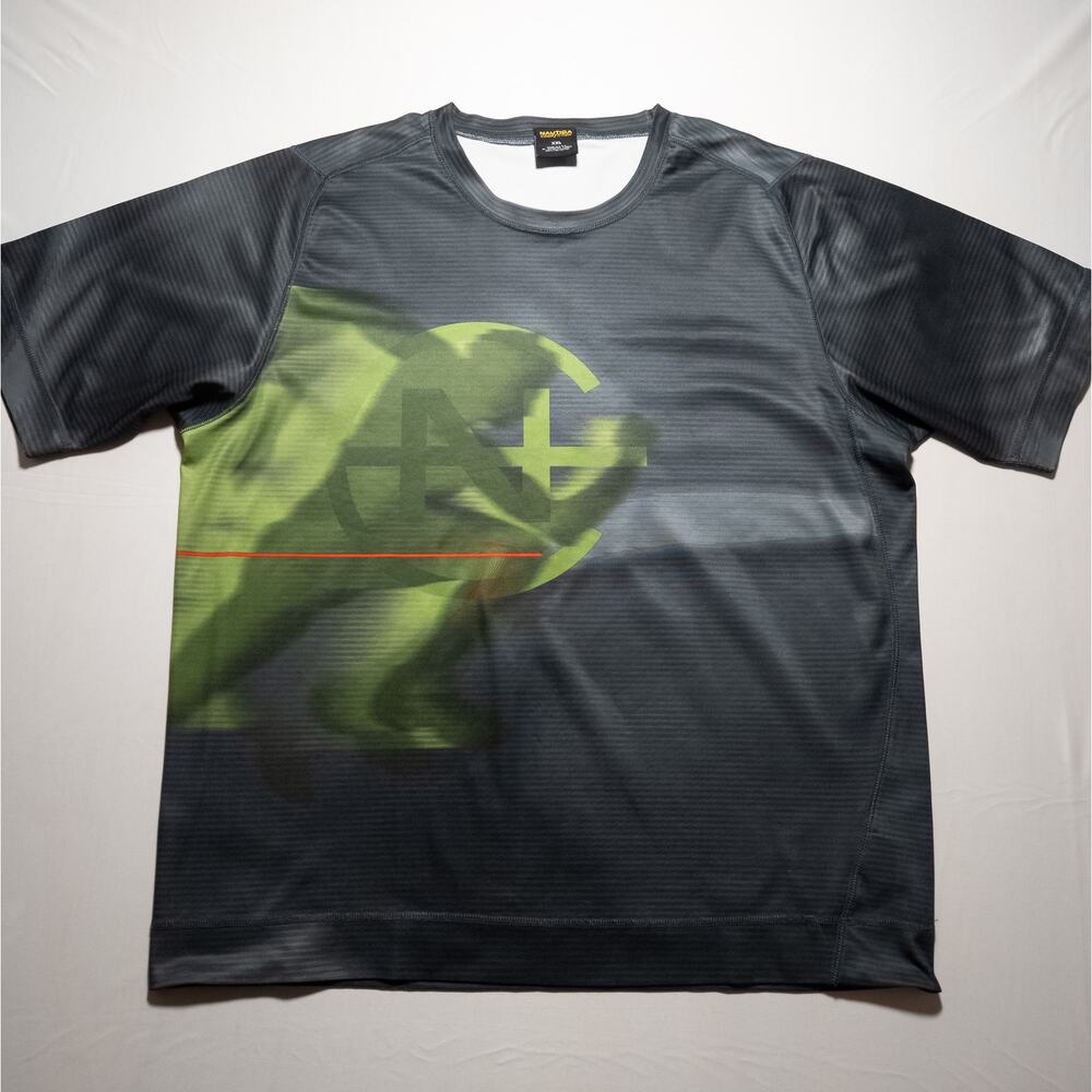 Vintage Nautica Competition Graphic T-Shirt XXL Made USA Y2K Gray Lime Green